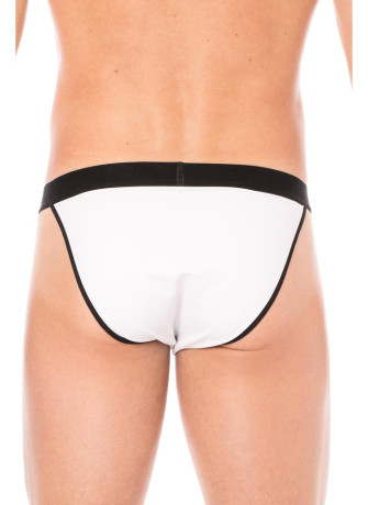 Slip blanc échancré avec zip - LM2003-61WHT